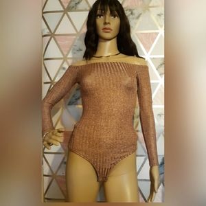 Pretty Little Thing rose gold shimmer bodysuit